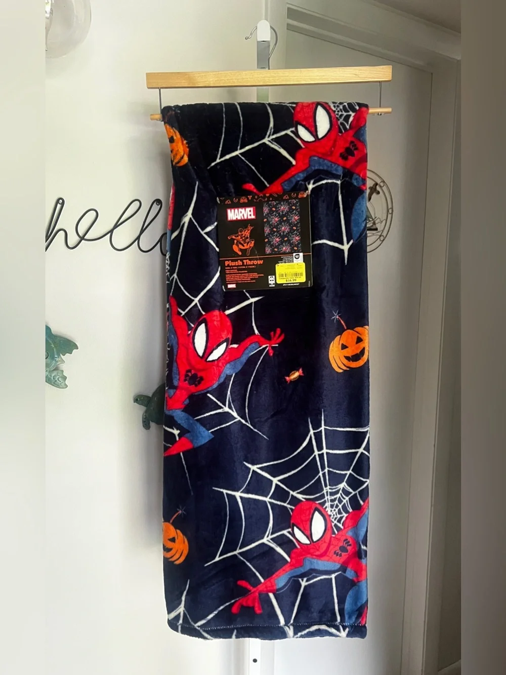 NEW Disney Marvel Spiderman Halloween Blanket 50”x70” Navy Blue